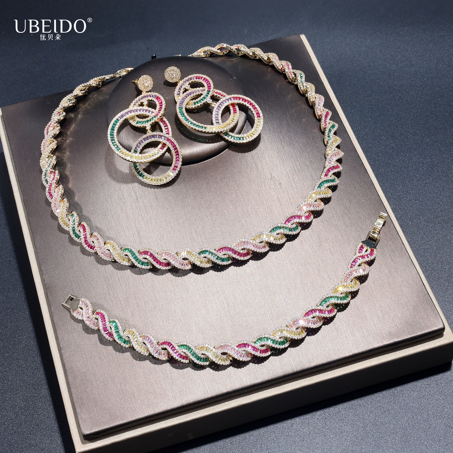 UBEIDO新款欧美嘻哈锆石项链套装