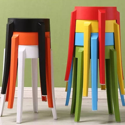 载重300斤创意塑料圆凳饭桌凳欧式休闲凳套凳客厅小板凳等位餐椅