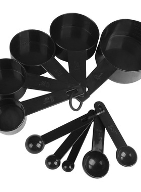 跨境爆款量勺10PC黑色勺子套装烘焙量勺奶粉勺塑料爱满屋烘焙用具