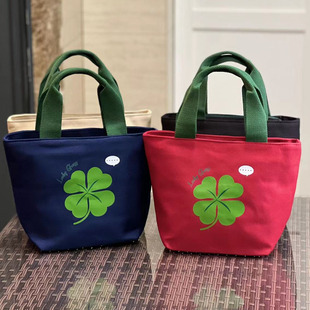 新品内置水杯位环保日式简约帆布加厚饭盒袋 便当包手提妈妈包