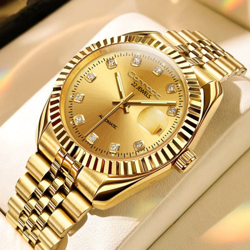 劳家日志同款纯机械全金男士手表