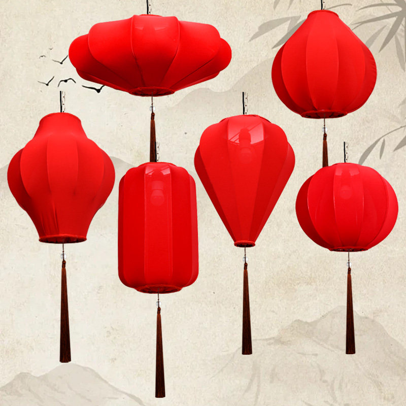 中式红灯笼吊灯布艺异形户外中国风古典街道景区庭院商场创意装饰