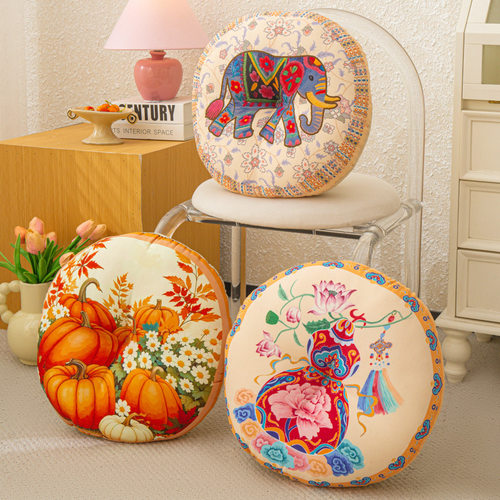 星选棉麻加厚圆形椅子坐垫学生加厚垫子屁垫椅垫家用榻榻米地垫