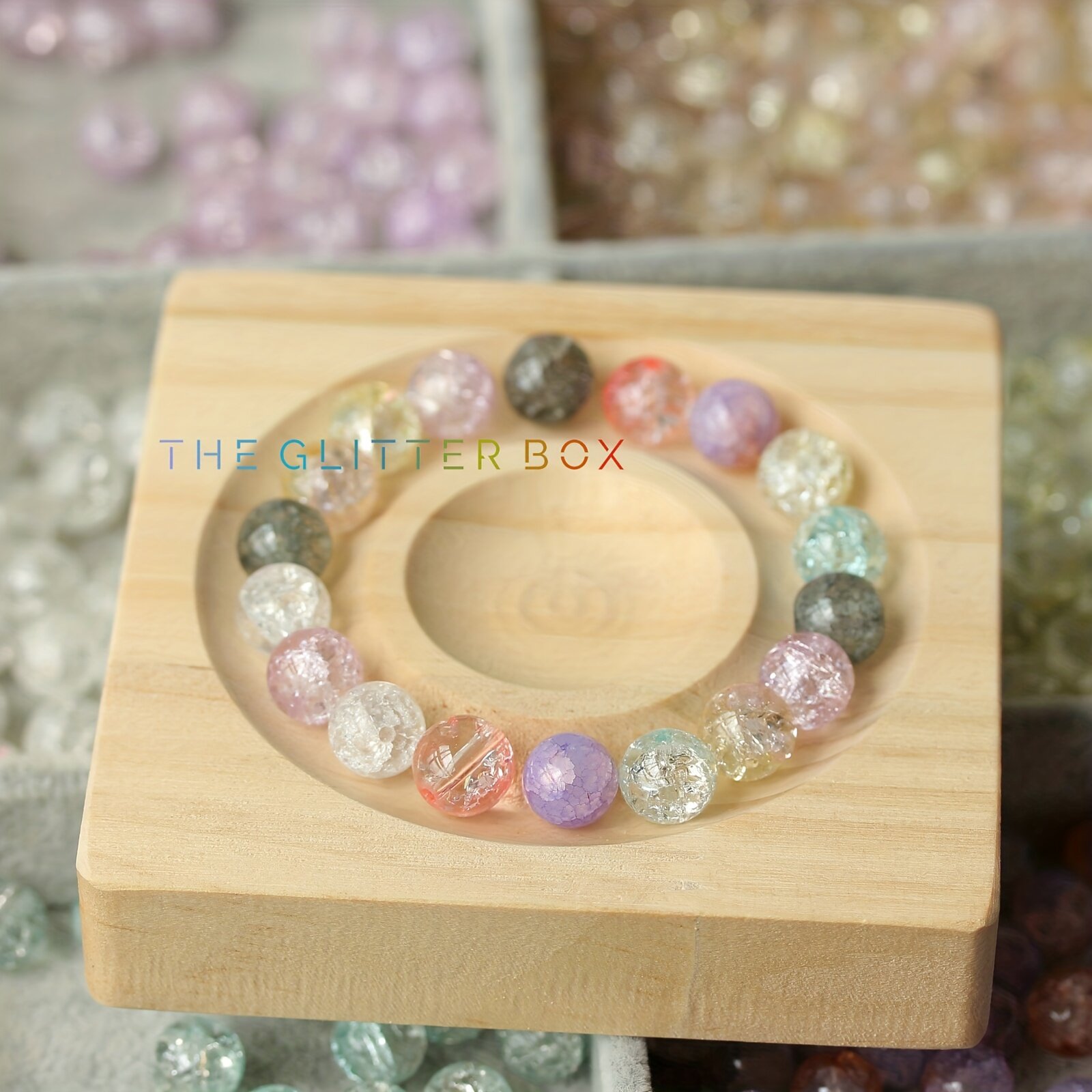 双色玻璃珠散珠手工diy手串配件项链饰品串珠材料饰品配件裂纹珠