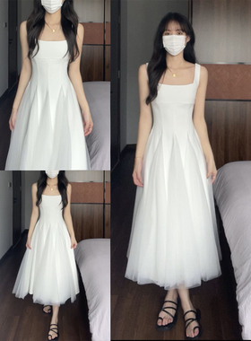 领证登记小礼服高端轻奢小众订婚裙日常可穿白色蓬蓬吊带连衣裙女