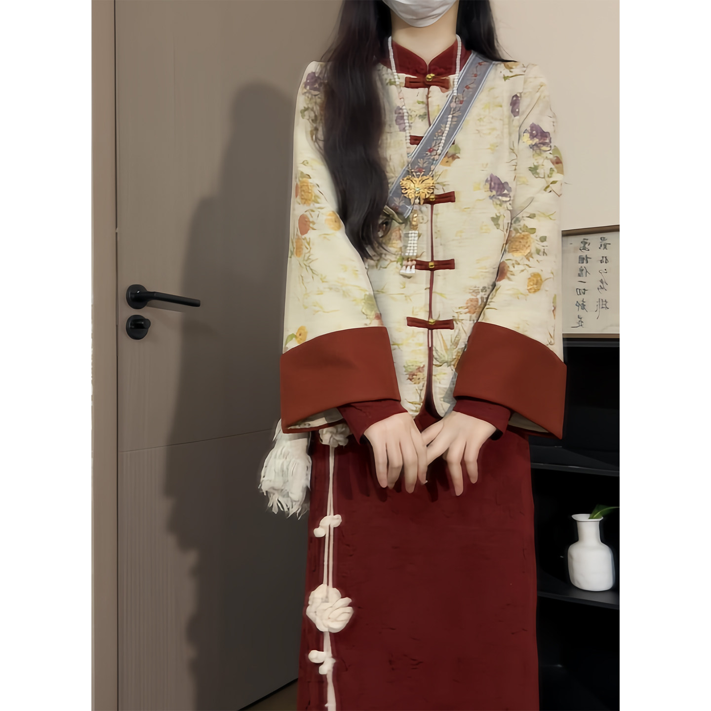 新中式订婚礼服红色旗袍裙