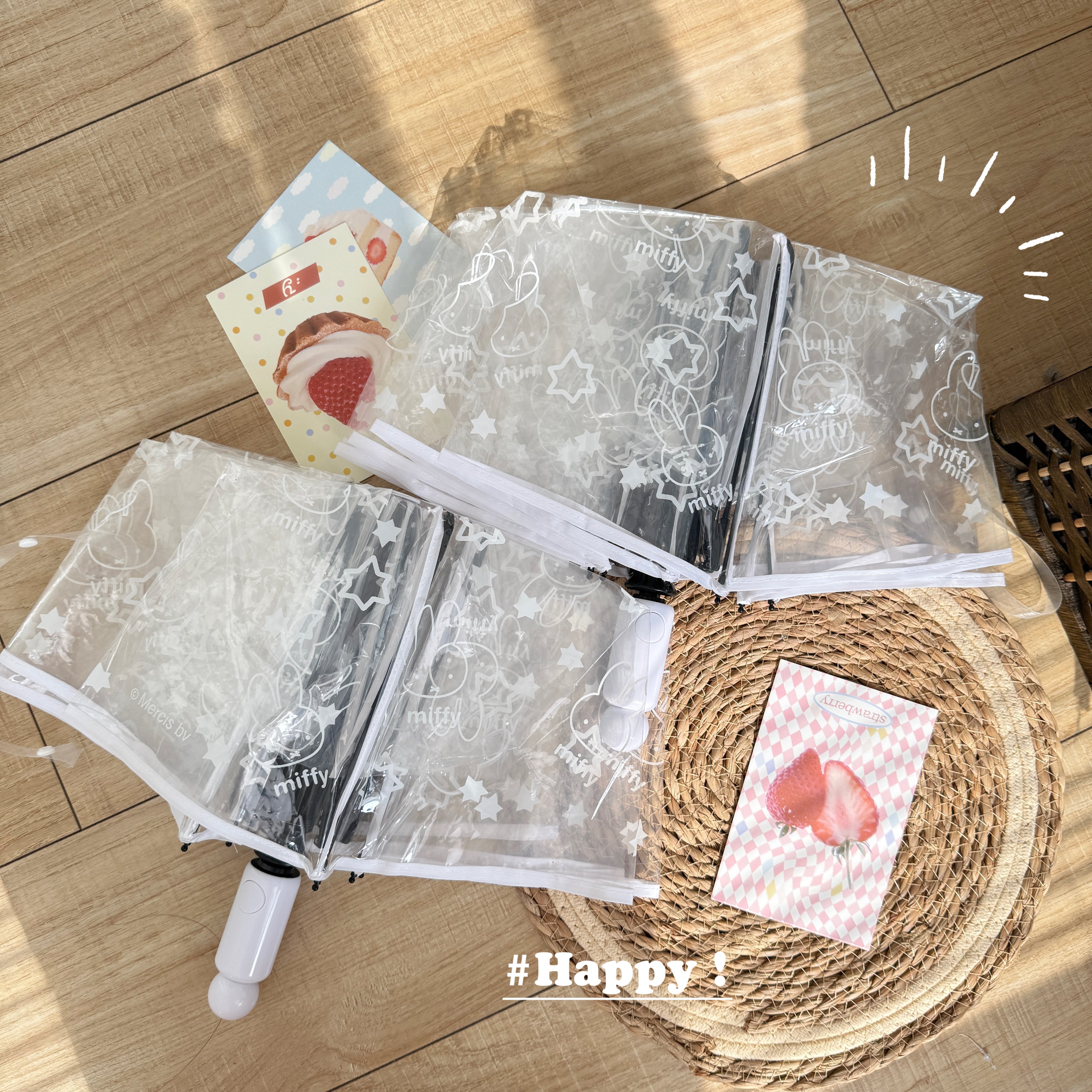 正版米菲兔透明ins自动可爱少女高颜值学生雨伞折叠伞图片