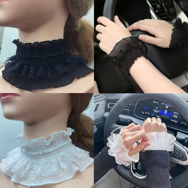 3件套女士假领子头脖套+手腕套