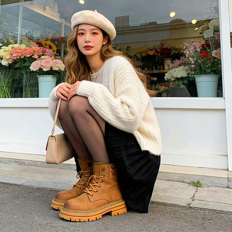 英伦厚底增高防水马丁靴女秋冬