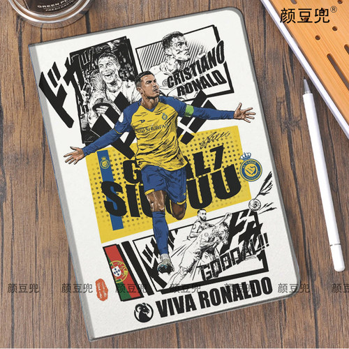 ipad789 10.2适用于air4 5/6第十代10.9保护套matepad Air3笔槽mini6/7小米6/7pro足球周边C罗纳尔多Ronaldo