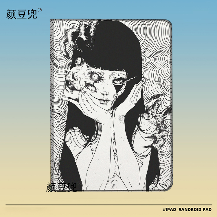 富江 伊藤润二 动漫周边ipad10.2适用于air45 10.9第十代matepad pro11笔槽9.7mini45/6小米6pro荣耀V8保护套