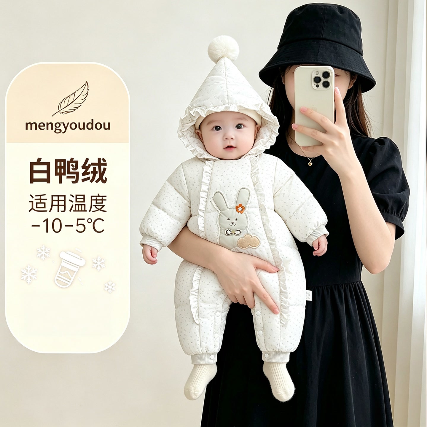 新生婴儿羽绒服连体衣冬季外出外套0到1岁男女宝宝冬天保暖衣服2