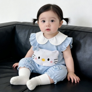 新生婴儿无袖背心连体衣夏季薄款小月龄女宝宝超萌公主风外出夏装