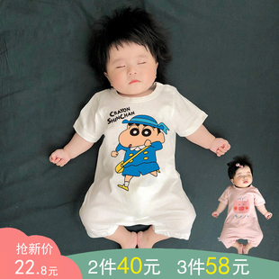 4蜡笔小新婴儿连体衣服夏季薄款0-6个月男3女宝宝夏装小月龄穿搭8