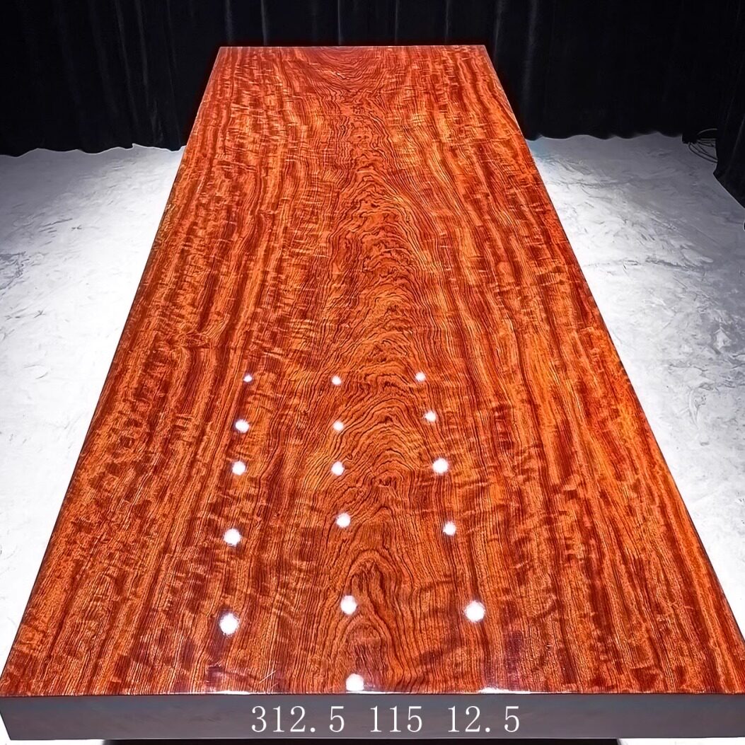 巴花实木大板茶桌原木红木办公书桌餐桌鬼脸水波纹巴西花梨木茶台