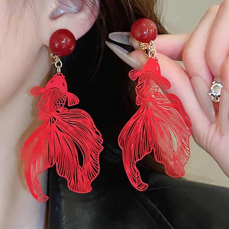 新中式国风复古镂空剪纸金鱼耳夹无耳洞耳环新年喜庆百搭耳饰女潮,饰品/流行首饰/时尚饰品新,耳夹,淘宝优惠券,粉丝福利购,淘宝优惠卷