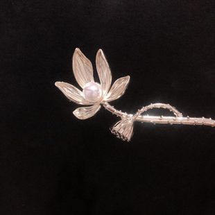 复古高级感莲花发簪简约现代盘发旗袍簪子古风汉服头饰