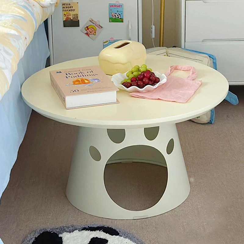 奶油风猫窝茶几客厅家用小户型创意个性圆形宠物店可收纳网红茶几