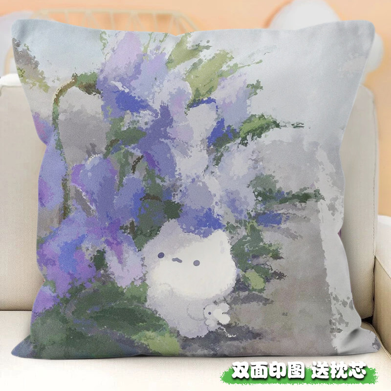 小白猫软萌猫咪温馨治愈系家居抱枕个性超萌卧室睡觉枕头定制图片