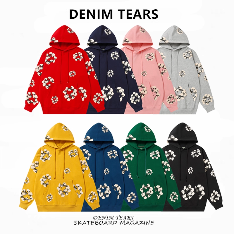 FOG高街DENIM TEARS木棉花发泡印花连帽卫衣潮牌男女休闲运动帽衫