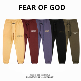 宽松加绒束脚裤 GOD 高街运动长裤 FOG复线ESSENTIALS美式 FEAR