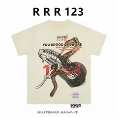 Fog High Street Rrr123 American Style Sports Casual Trendy Brand Loose Alchemy Snake Print Crew Neck Short Sleeve T-Shirt for Men