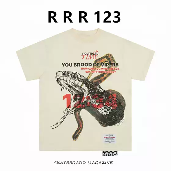 Fog High Street Rrr123 American Style Sports Casual Trendy Brand Loose Alchemy Snake Print Crew Neck Short Sleeve T-Shirt for Men