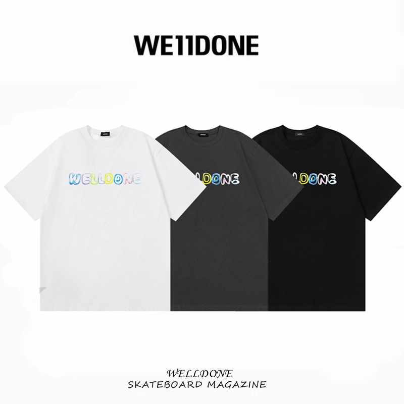 WE11DONE彩虹色字母女短袖T恤