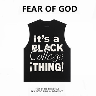 FEAR OF GOD FOG复线ESSENTIALS美式运动T恤徽标字母无袖坎肩背心