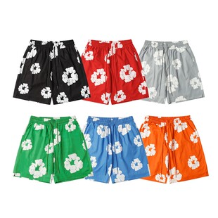 休闲夏威夷沙滩短裤 潮牌美式 TEARS木棉花印花五分裤 FOG高街DENIM