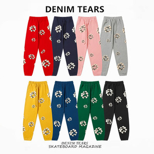 高街宽松运动长裤 潮牌美式 TEARS木棉花发泡印花卫裤 FOG高街DENIM