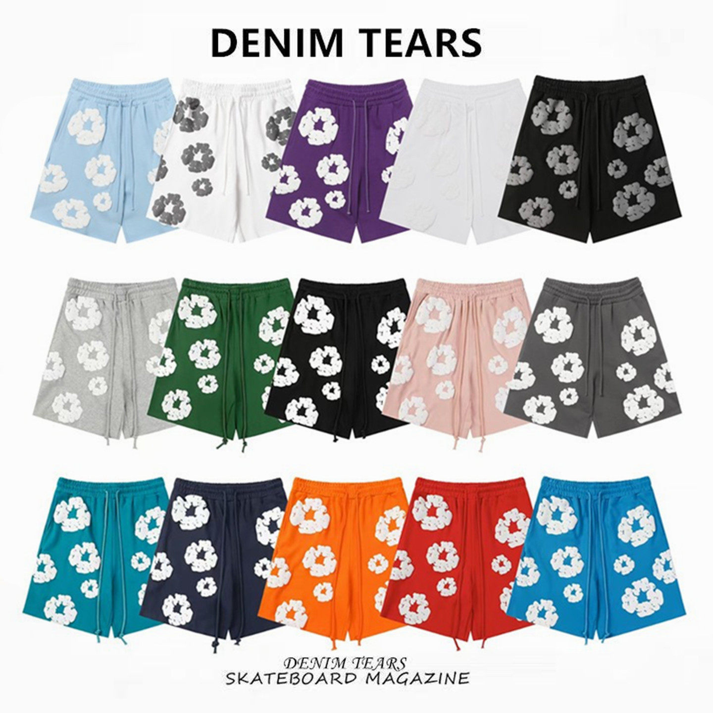 FOG高街DENIM TEARS木棉花美式经典款发泡印花运动短裤休闲运动裤,运动服/休闲服装,运动中长裤／短裤,淘宝优惠券,粉丝福利购,淘宝优惠卷