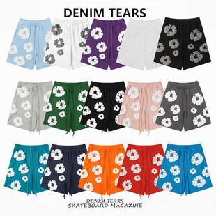 TEARS木棉花美式 休闲运动裤 经典 发泡印花运动短裤 款 FOG高街DENIM