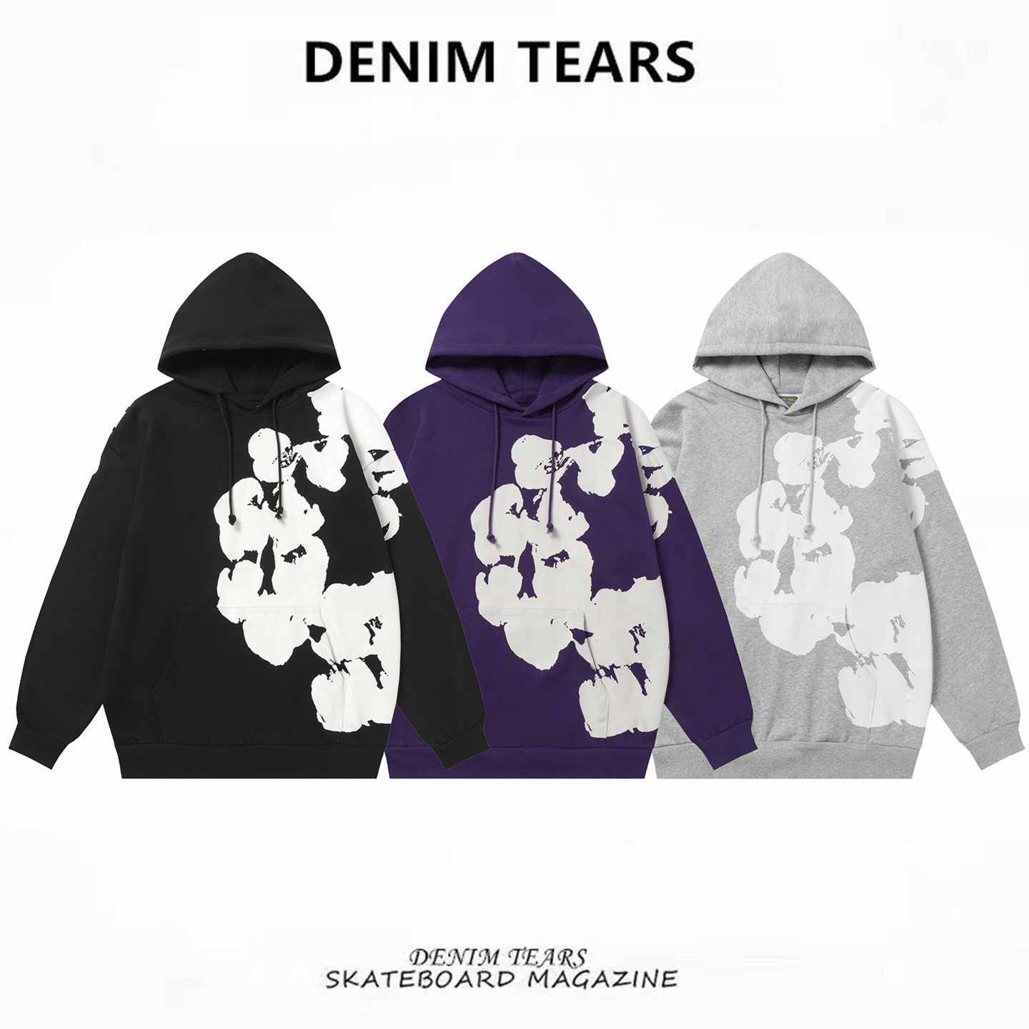 FOG高街DENIM TEARS木棉花大logo发泡情侣ins休闲运动连帽卫衣男