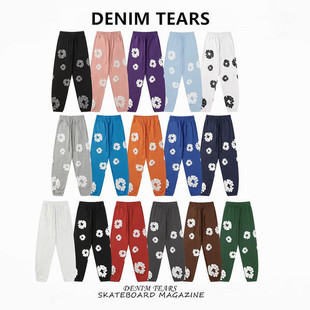 潮牌宽松休闲束脚运动长裤 FOG高街DENIM TEARS木棉花发泡印花美式