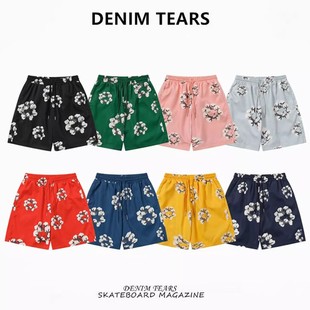 男 潮牌夏威夷运动休闲沙滩短裤 FOG高街DENIM TEARS木棉花印花美式