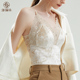 法式 性感蕾丝吊带保暖背心女内搭高级感带胸秋冬磨毛丝绒打底上衣