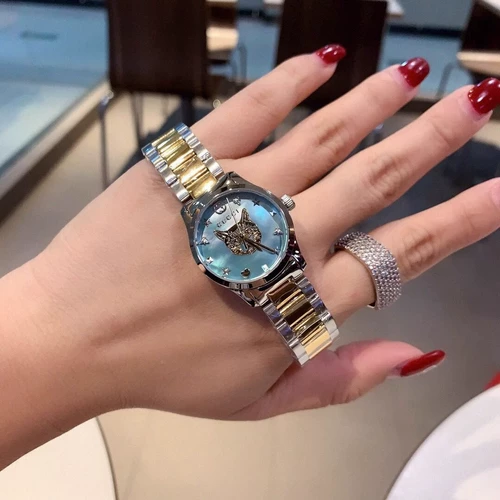 Gucci, розовый циферблат, модный изысканный стальной ремешок, кварцевые женские часы
