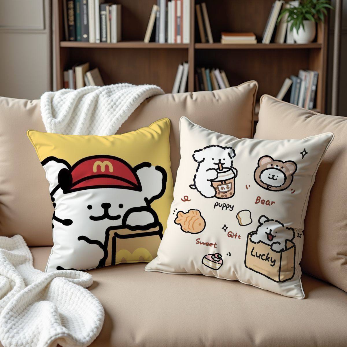线条小狗周边抱枕可爱少女心房间宿舍沙发靠垫枕朋友闺蜜生日礼物,居家布艺,靠垫/抱枕,淘宝优惠券,粉丝福利购,淘宝优惠卷
