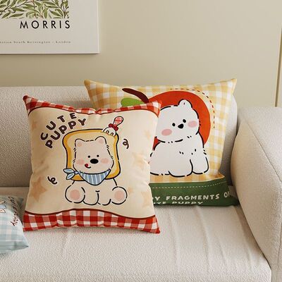 卡通复古客厅沙发枕套小狗靠背靠枕装饰靠垫可爱枕头宿舍床头卧室