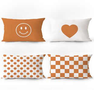 北欧卡通小熊动物彩色长方形简约抱枕沙发客厅绒面腰枕套靠枕靠垫