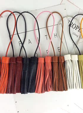 手工定制牛皮流苏复古挂件双头流苏吊须包包配件长款真皮复古流苏