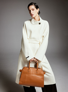 PALUOPO/帕罗含羊绒中长款双面腰带羊毛大衣毛呢外套女秋冬韩版