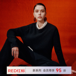 PALUOPO/帕罗商场同款RED红标】100纯山羊绒秋冬新款套头毛衣女