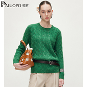 纯山羊绒衫 PALUOPO 女软糯针织毛衣 RED 秋冬阔版 帕罗 商场同款