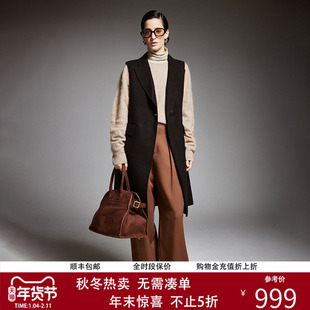 帕罗重工纯羊绒大衣秋冬翻领马甲中长款无袖气质双面呢马甲女