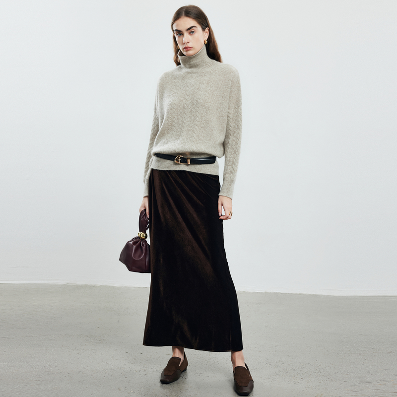 帕罗2025秋冬高领100%山羊绒针织衫女士休闲保暖新款彩纱毛衣