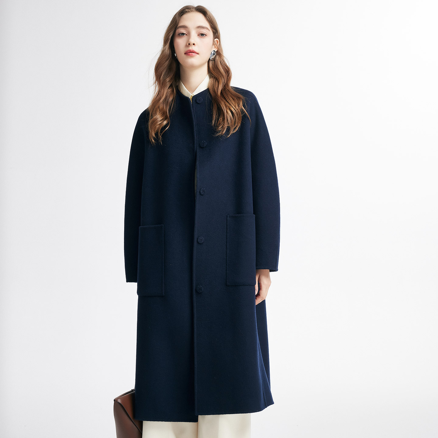 帕罗羊毛羊绒双面毛呢中长款大衣