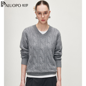 帕罗 新款 商场同款 PALUOPO RED红标 25冬季 V领纯山羊绒衫 女毛衣