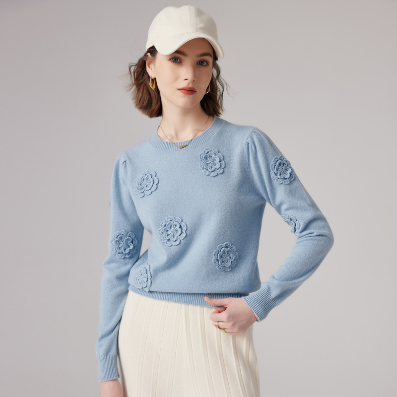 帕罗纯羊绒衫秋冬立体提花针织毛衣圆领套头纯色宽松长袖女上衣,女装/女士精品,羊绒衫,淘宝优惠券,粉丝福利购,淘宝优惠卷